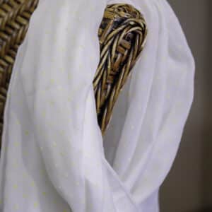 Accueil 1 Foulard blanc à pois jaunes en voile plumetis