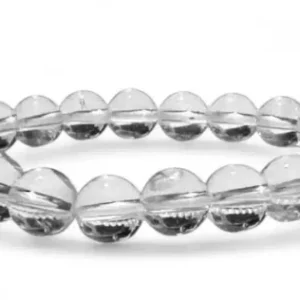 Bracelet transparent à perles rondes, une seule rangée, bijou élégant pour femme ou homme.
