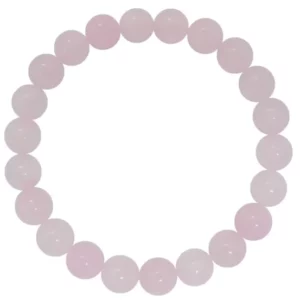 Bracelet rond en perles rose pâle disposées en cercle sur fond blanc, bijou féminin élégant.