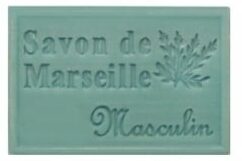 Savon vert Savon de Marseille Masculin avec motif de feuille gravé, savon artisanal naturel pour homme.