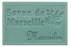 Savon vert Savon de Marseille Masculin avec motif de feuille gravé, savon artisanal naturel pour homme.